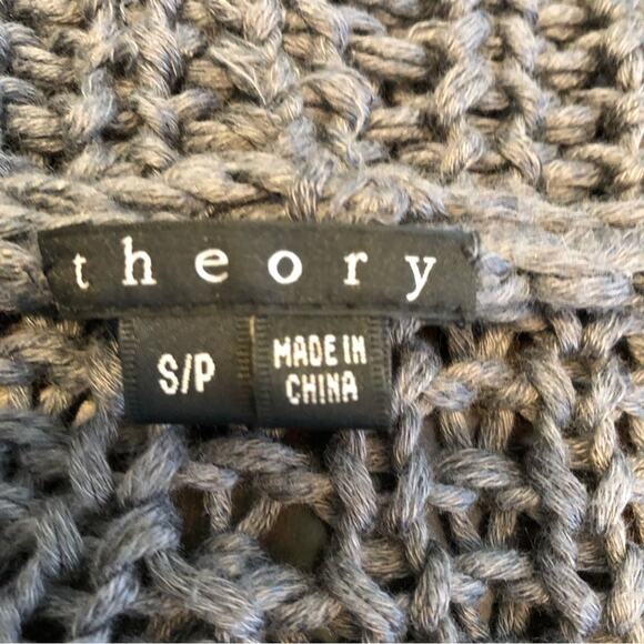 Theory Renata New Malaga gray open front linen blend cardigan sweater size Small - Picture 7 of 16